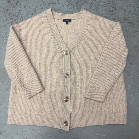 Quince Sweaters - Quince Mongolian Cashmere Oversized Boyfriend Cardigan Sweater Oatmeal Small